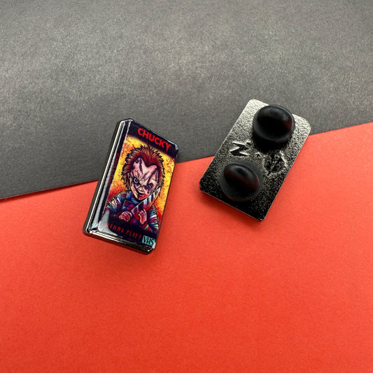VHS Horrors Chucky Enamel Pin