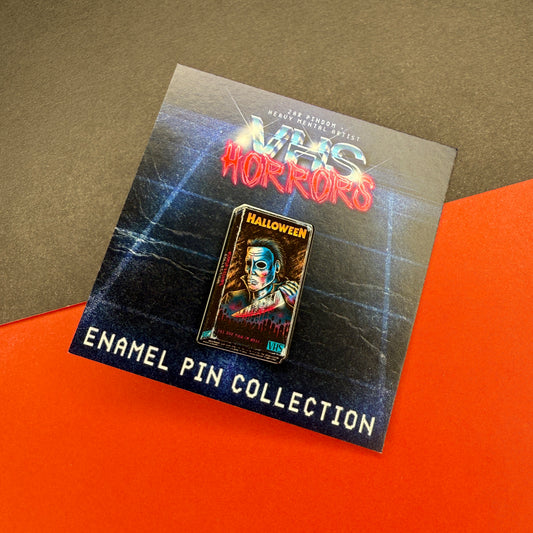VHS Horrors Halloween Enamel Pin