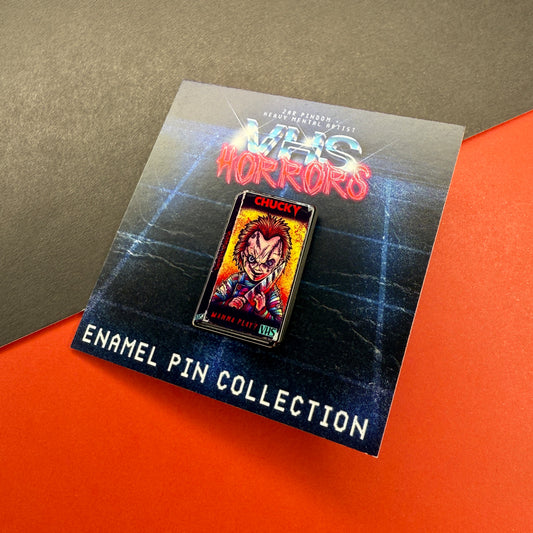 VHS Horrors Chucky Enamel Pin